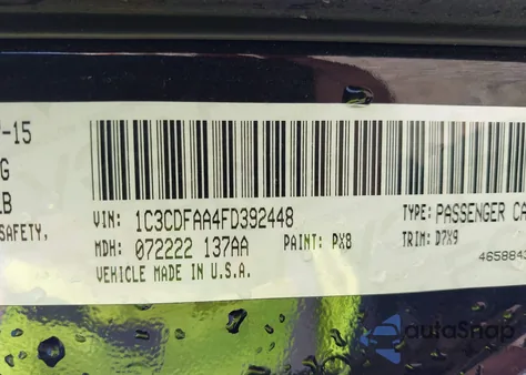 2015 Dodge Dart Se из США, поврежденный, VIN 1C3CDFAA4FD392448